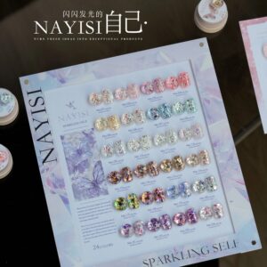 24 colors + new butterfly diamond glue nail salon sequins flash nail polish