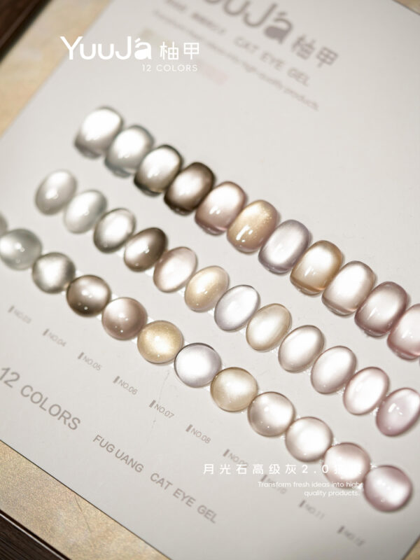 12-color Moonstone Premium Gray 2.0 Cat's Eye Set + Color Plate