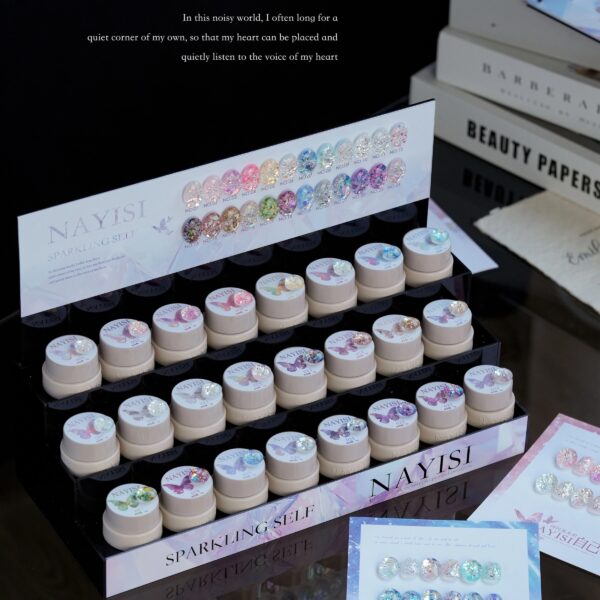 24 colors + new butterfly diamond glue nail salon sequins flash nail polish