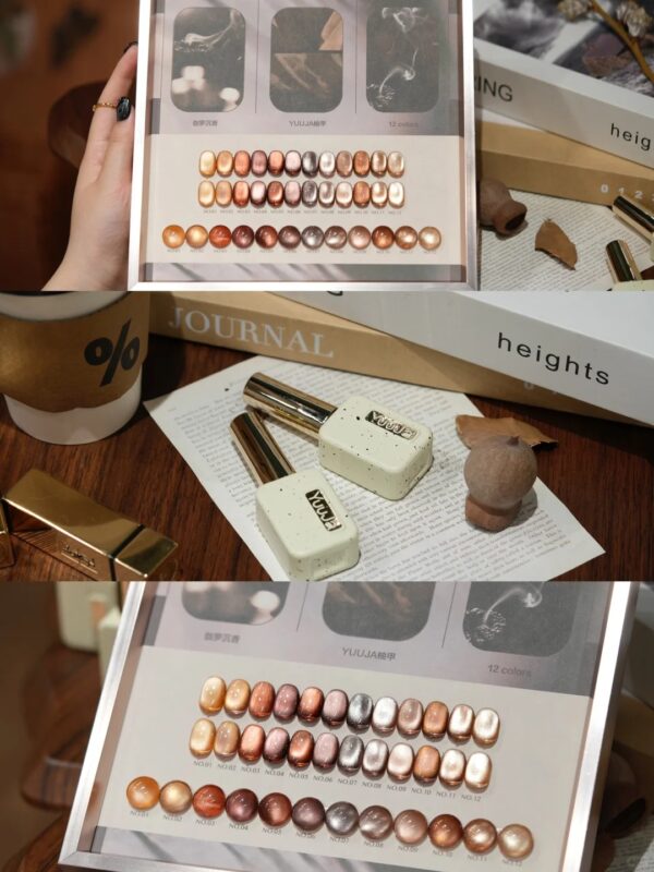 12 colors of Caramel Milk Tea cat eye gel polish