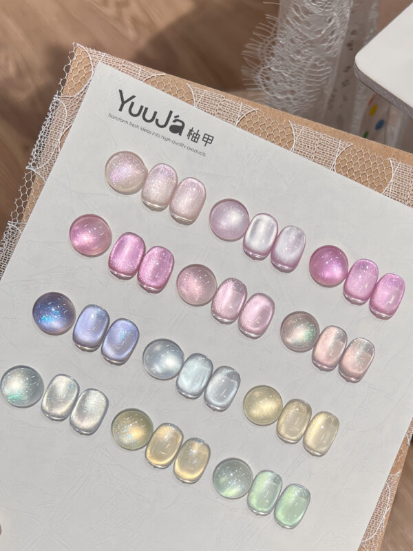 12 colors of Pink color light cat eye gel polish