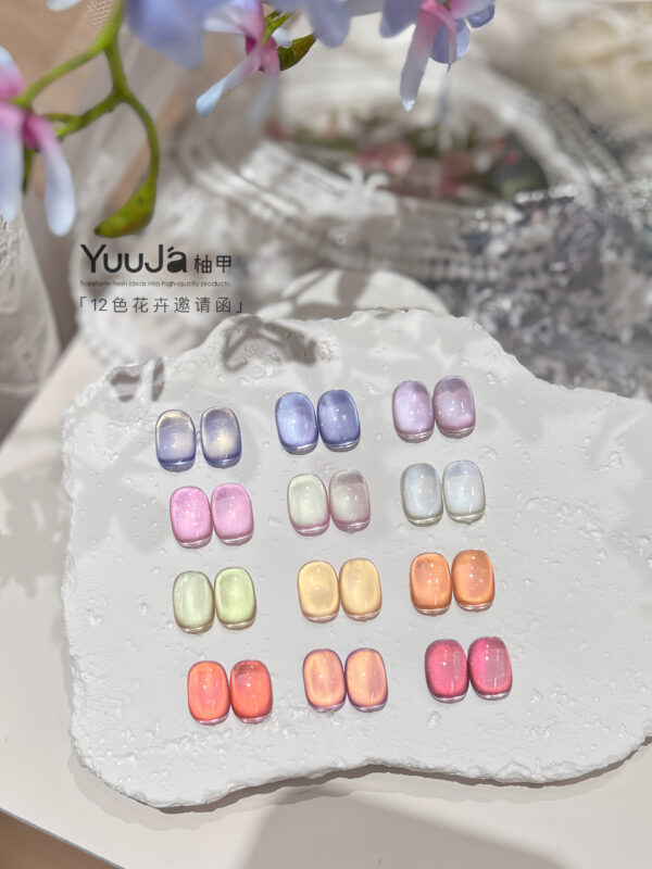 12 colors of floral invitations cat eye gel polish